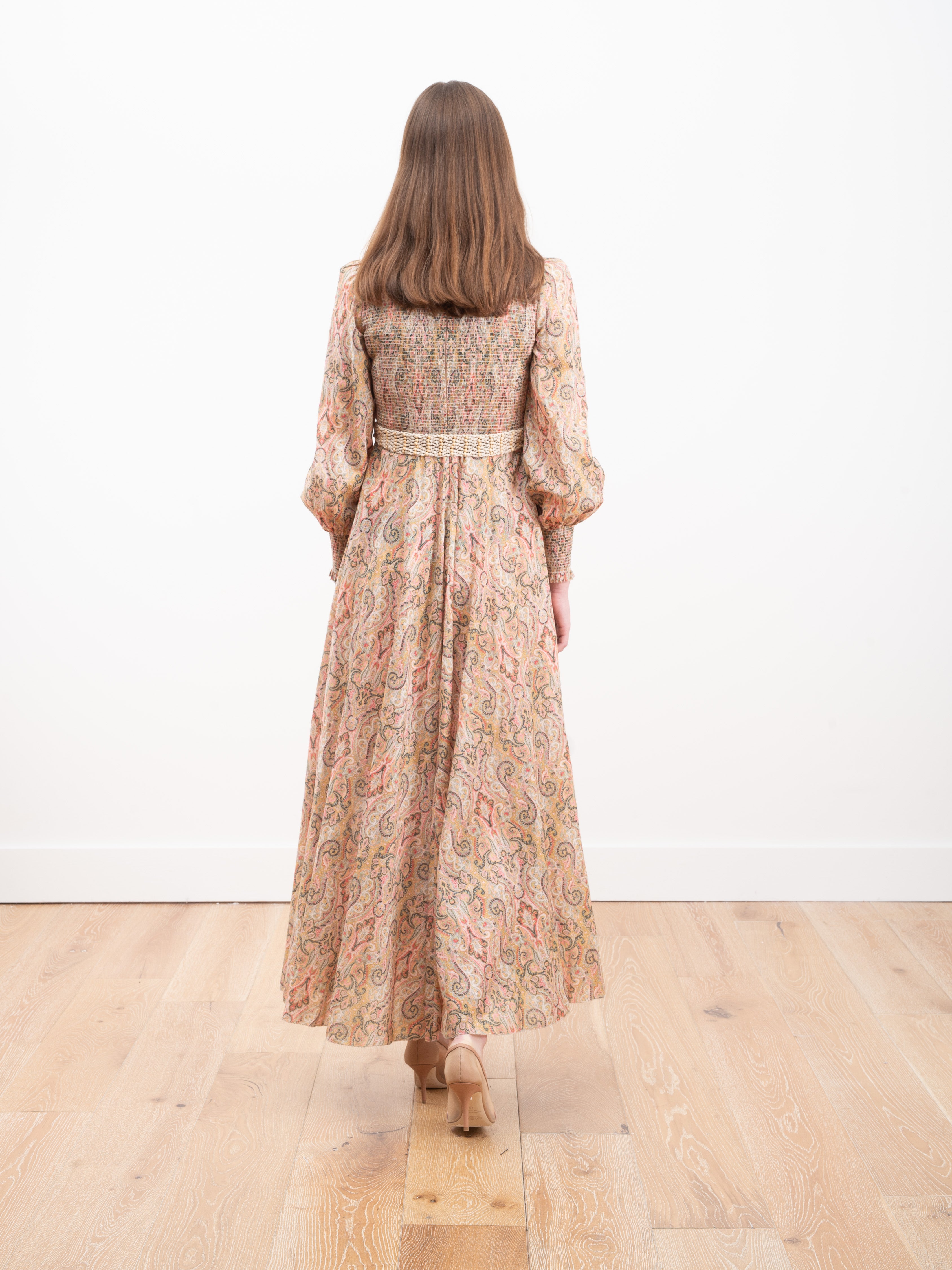 freja shirred long dress