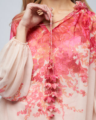 high tide billow blouse - pink ikat floral