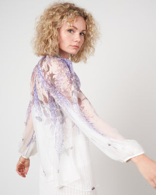 luminous lantern sleeve blouse - ivory lavender tea