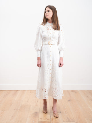 peggy embroidered dress - ivory