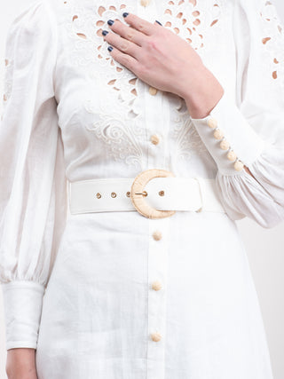 peggy embroidered dress - ivory