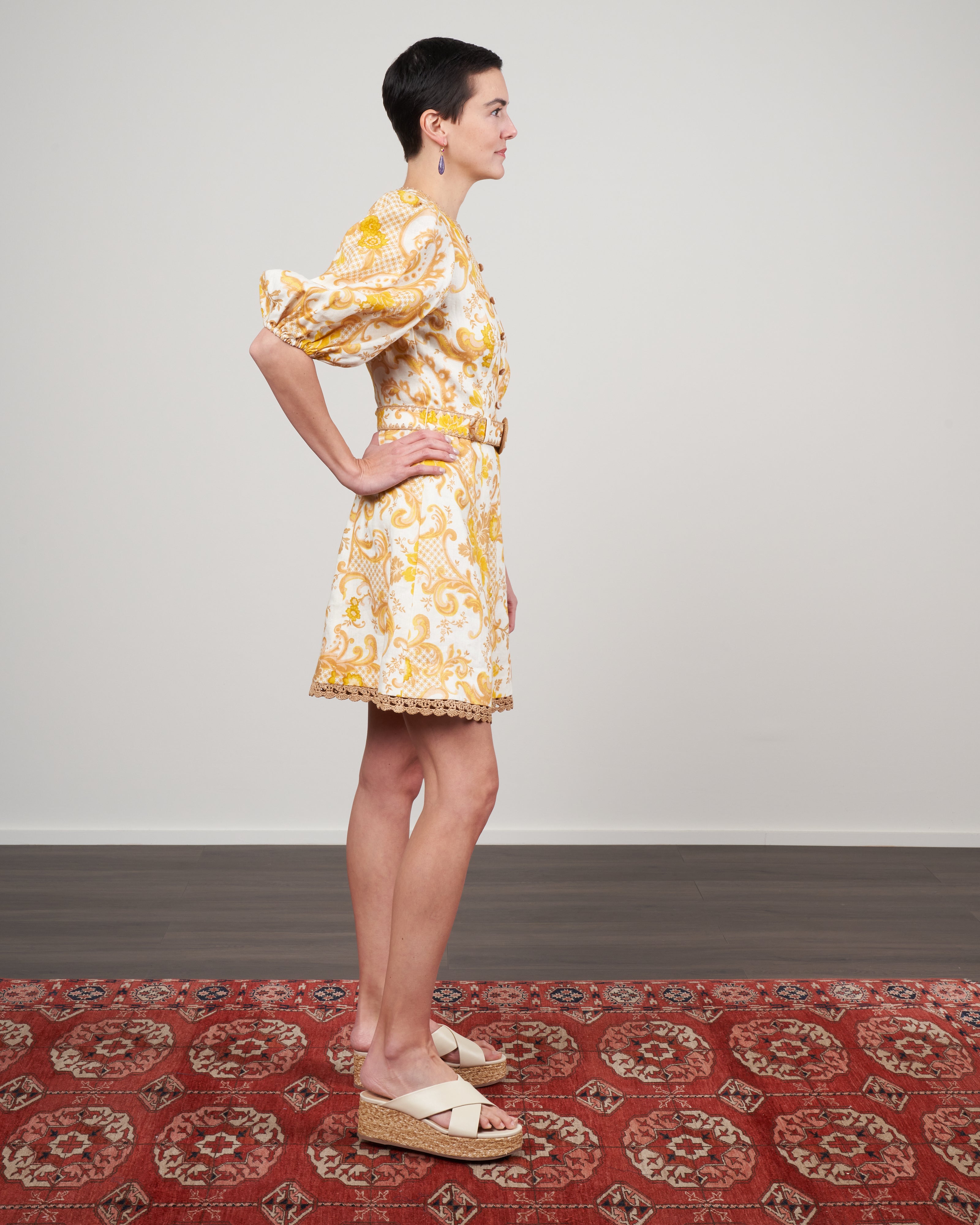 Zimmermann Postcard Mini Dress Swirl Floral Yellow Swflyl Zimmermann Postcard Mini Dress Swirl Floral Yellow Swflyl