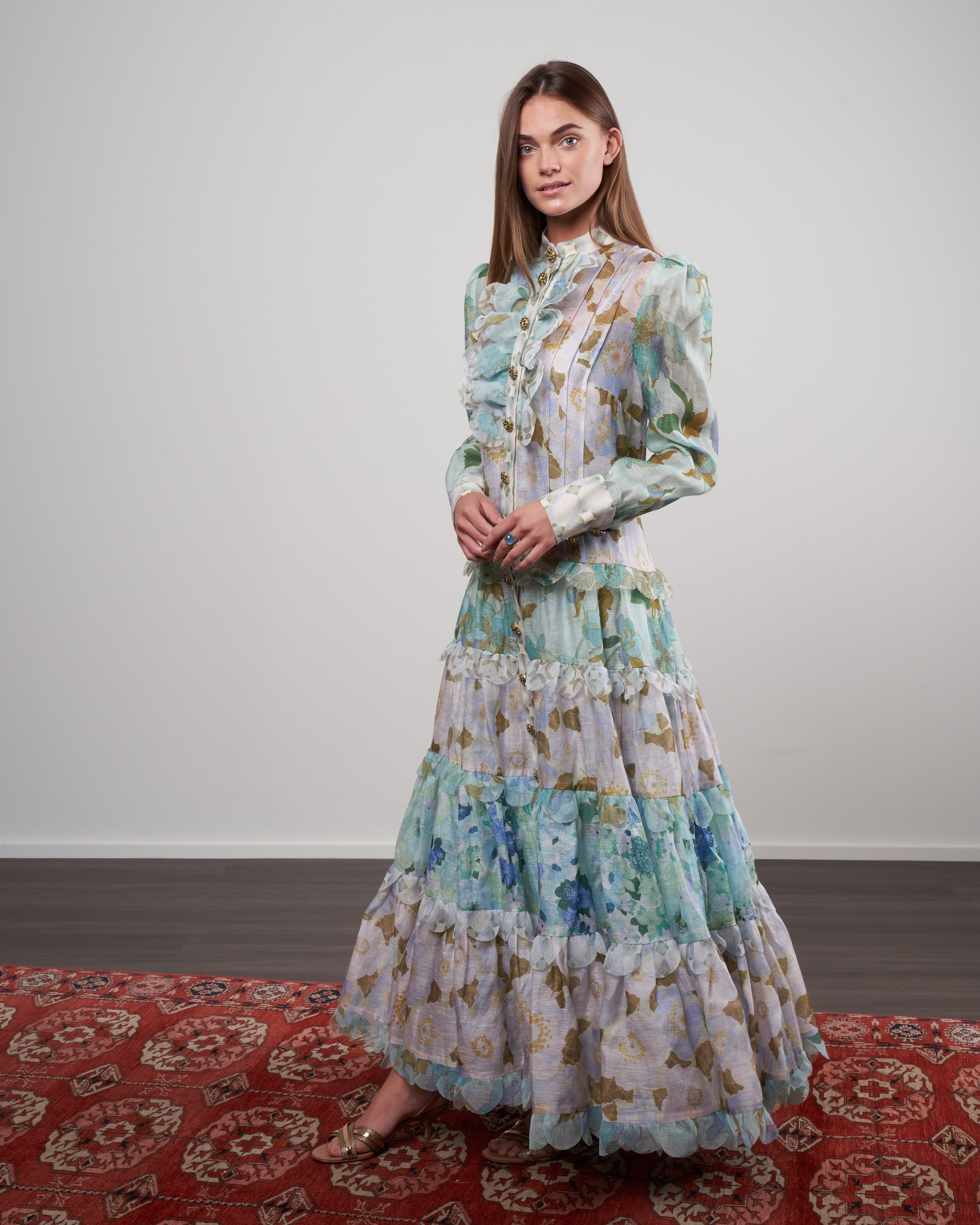 zimmermann mint green dress rhythm scalloped dress
