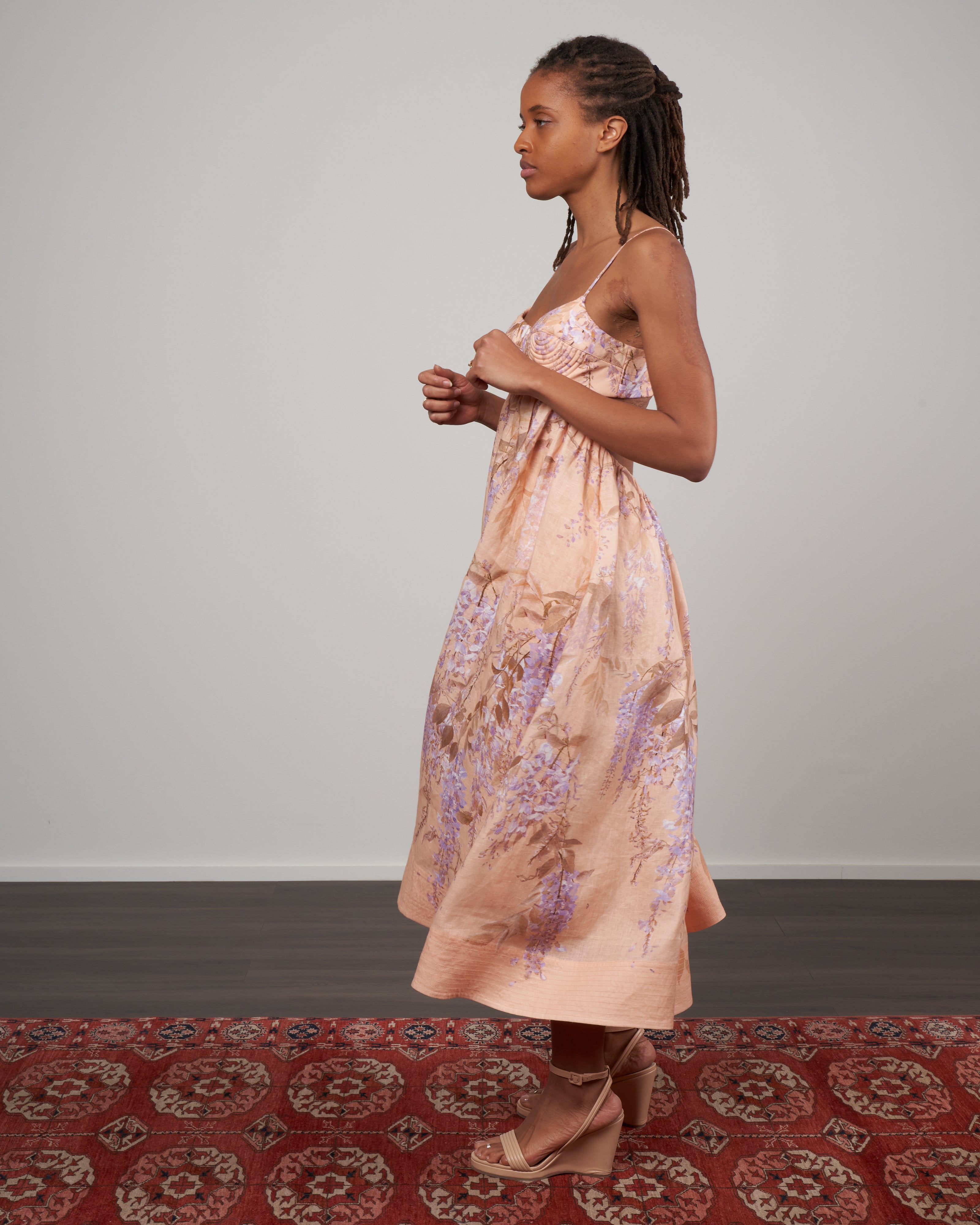 rosa bralette midi dress - lilac wisteria floral rosa bralette midi dress - lilac wisteria floral