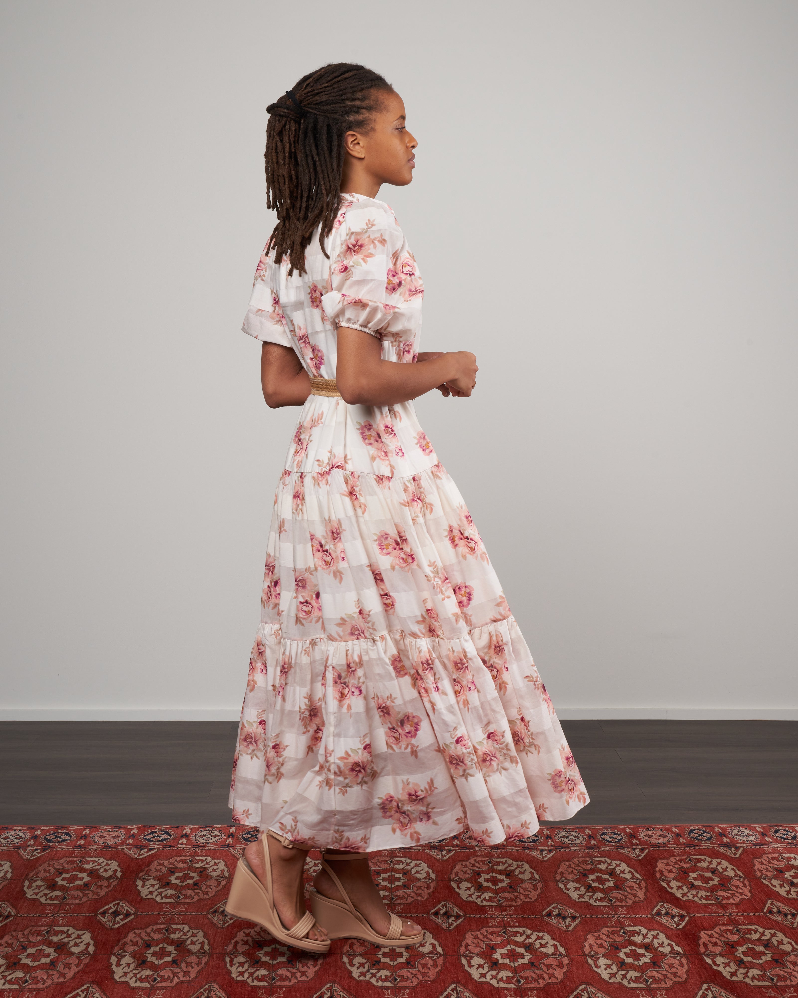 Zimmermann Rosa Striped Midi Dress Pink Rose Piro Zimmermann Rosa Striped Midi Dress Pink Rose Piro