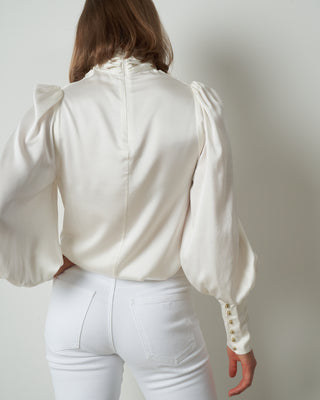 silk cowl blouse - pearl