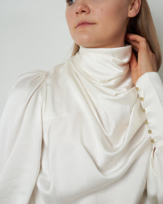 silk cowl blouse - pearl