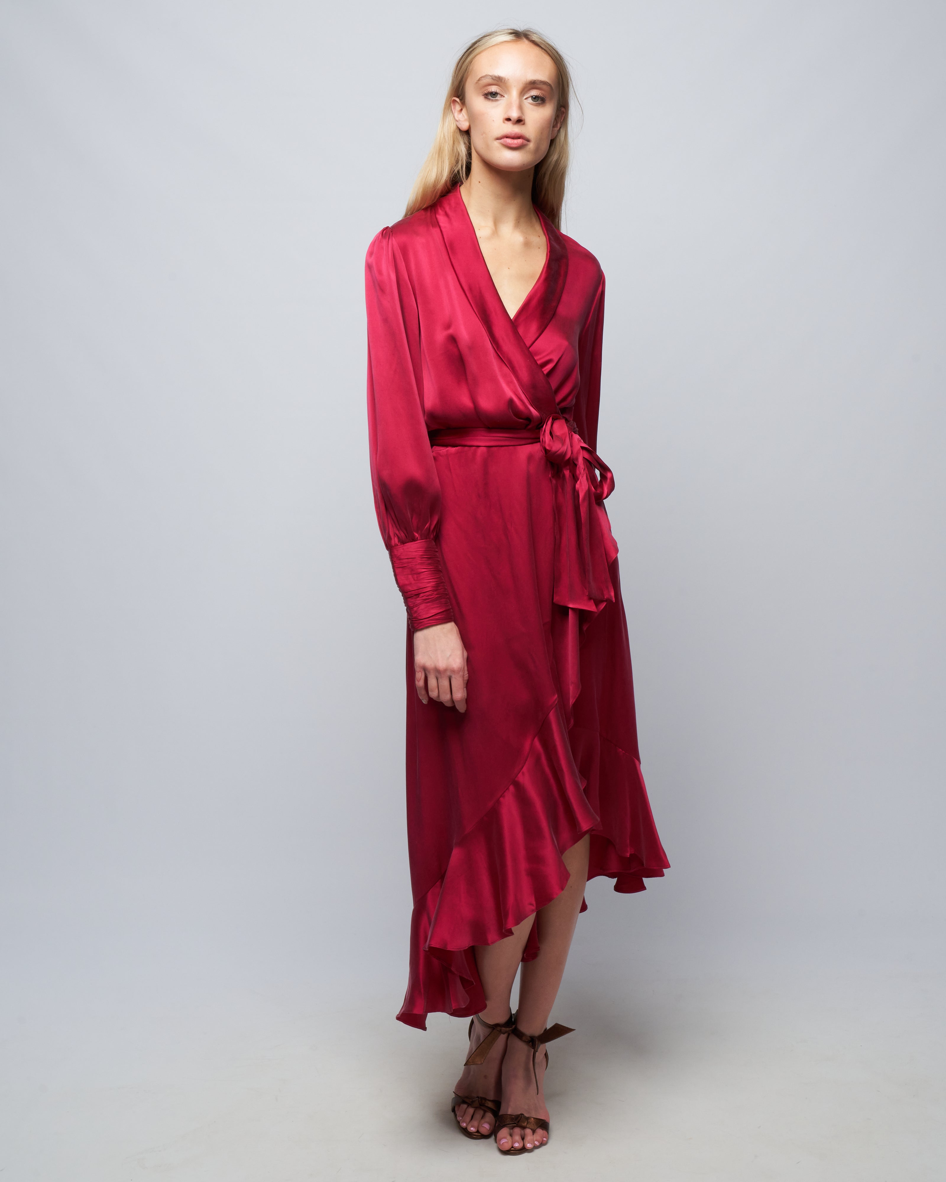 Zimmermann Silk Wrap Midi Dress Berry Zimmermann Silk Wrap Midi Dress Berry