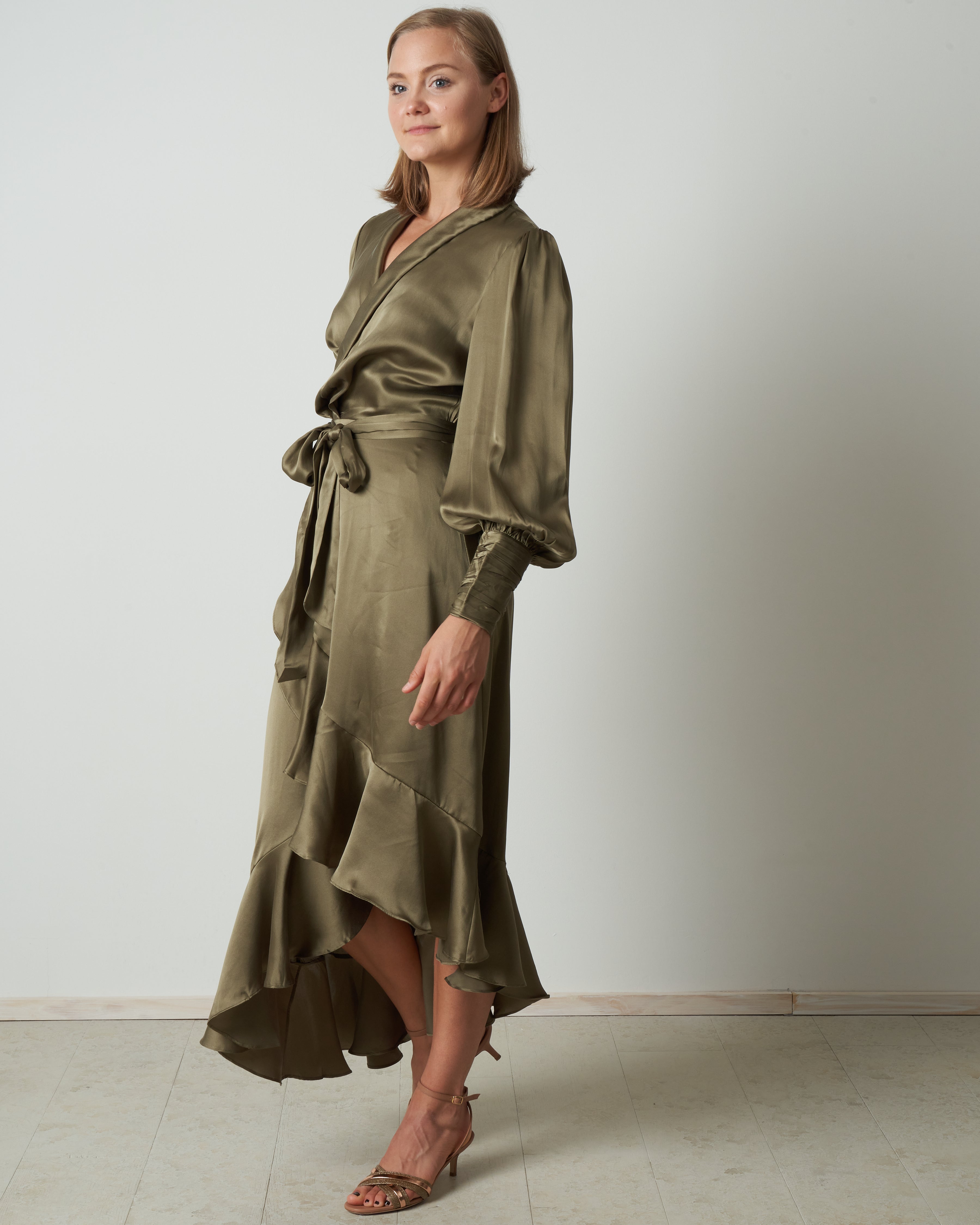Zimmermann Silk Wrap Midi Dress Fennel Zimmermann Silk Wrap Midi Dress Fennel