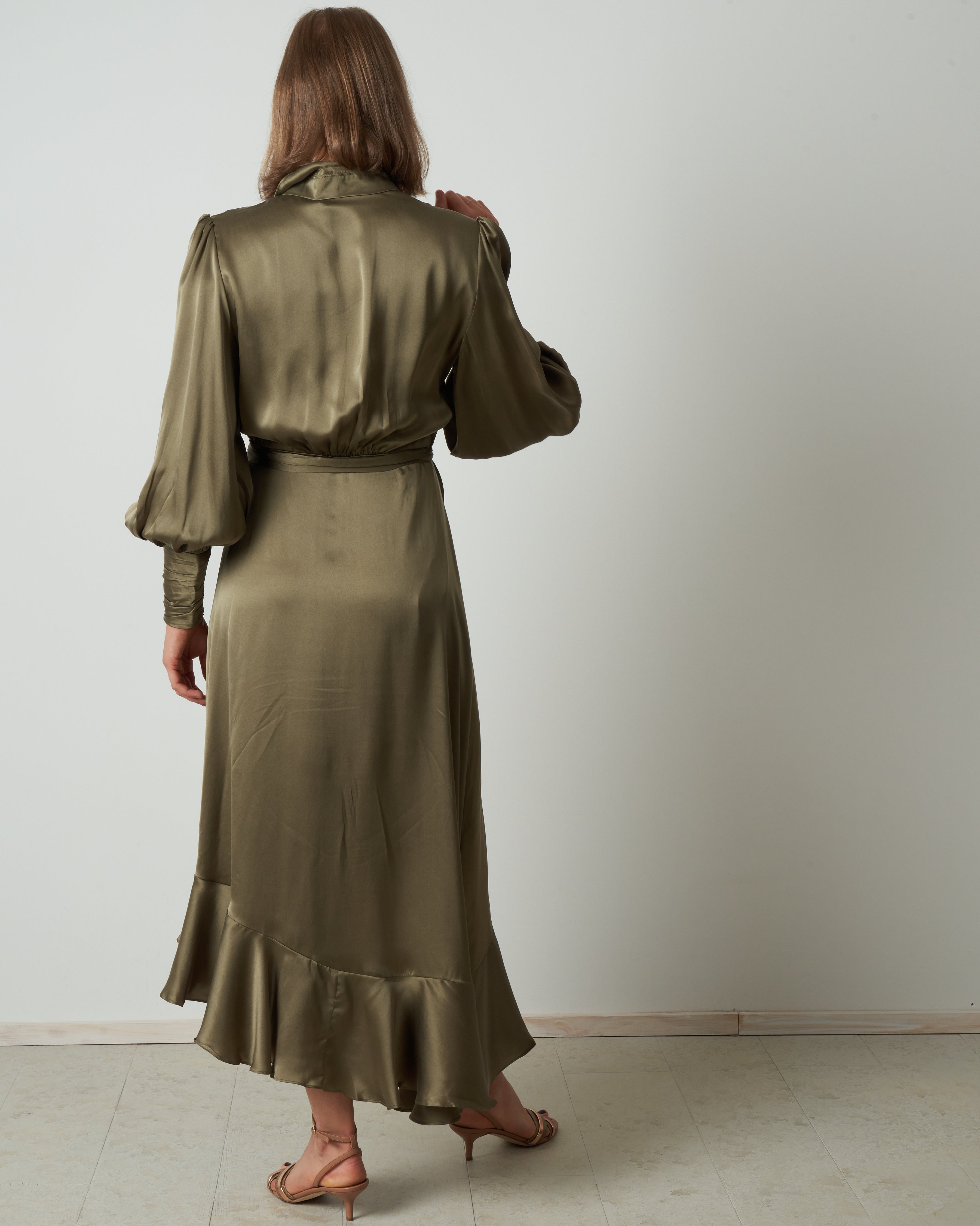 Zimmermann Silk Wrap Midi Dress Fennel Zimmermann Silk Wrap Midi Dress Fennel