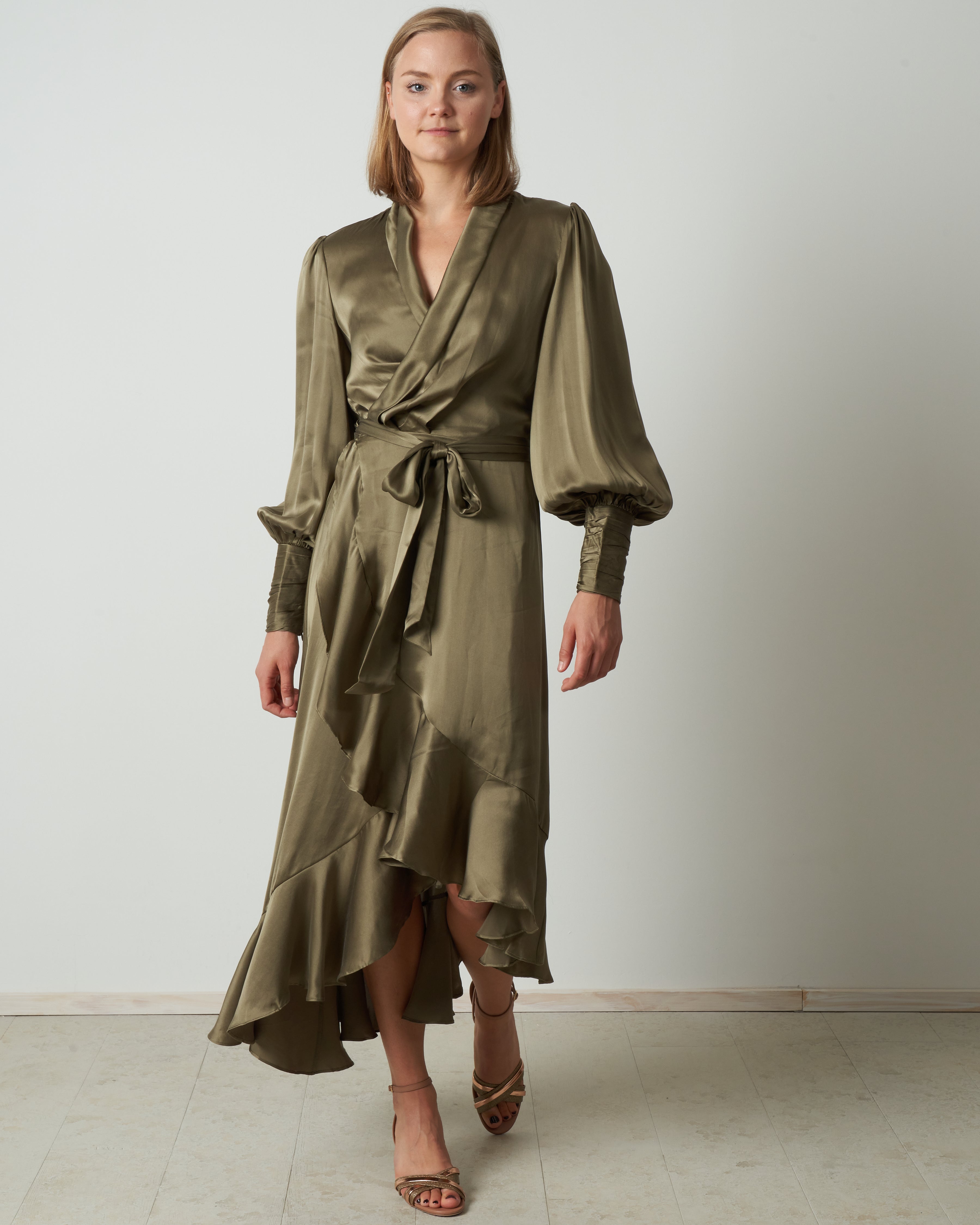 Zimmermann Silk Wrap Midi Dress Fennel Zimmermann Silk Wrap Midi Dress Fennel