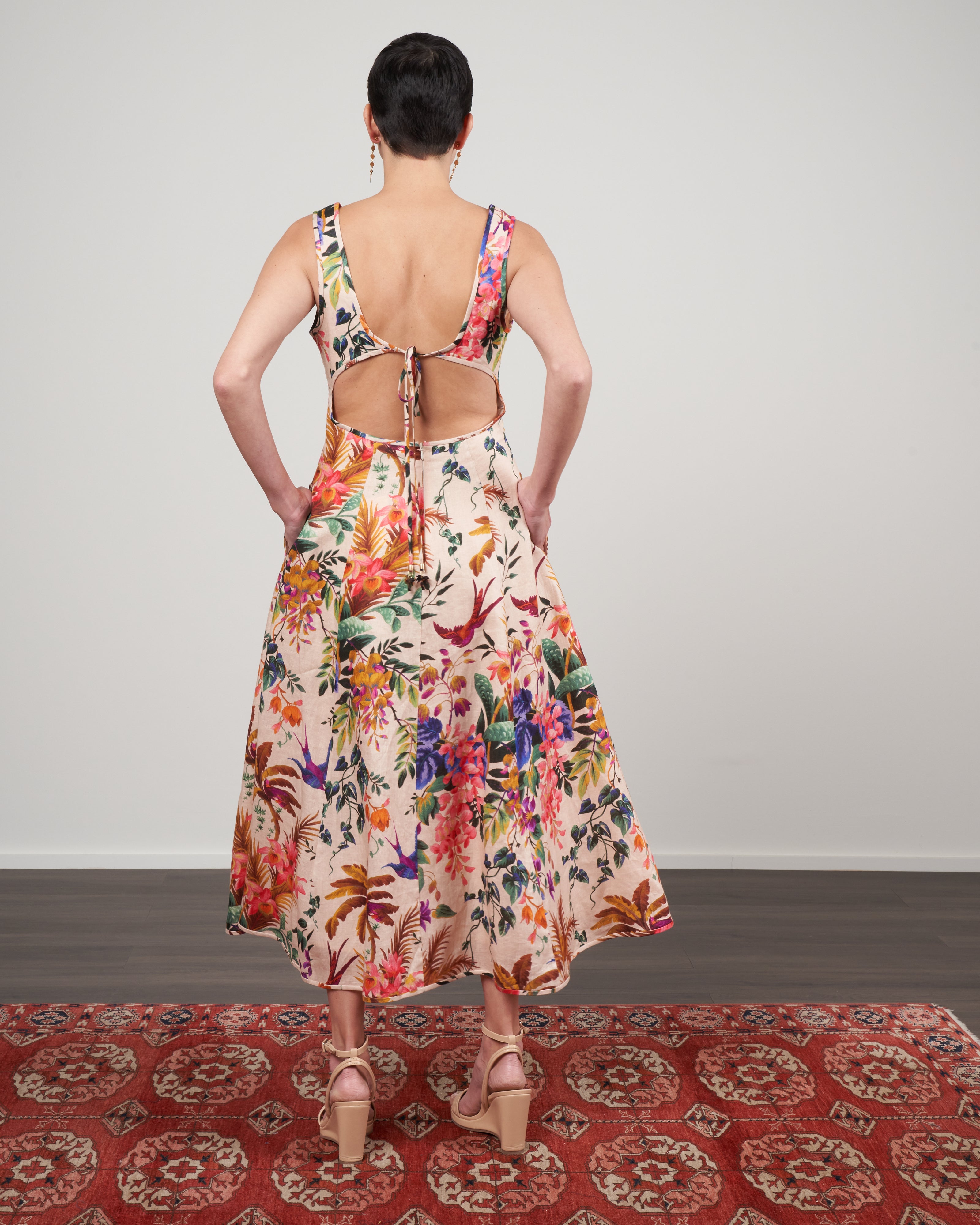 zimmermann tropicana midi dress ZIMMERMANN TROPICANA TIE SLEEVE MIDI