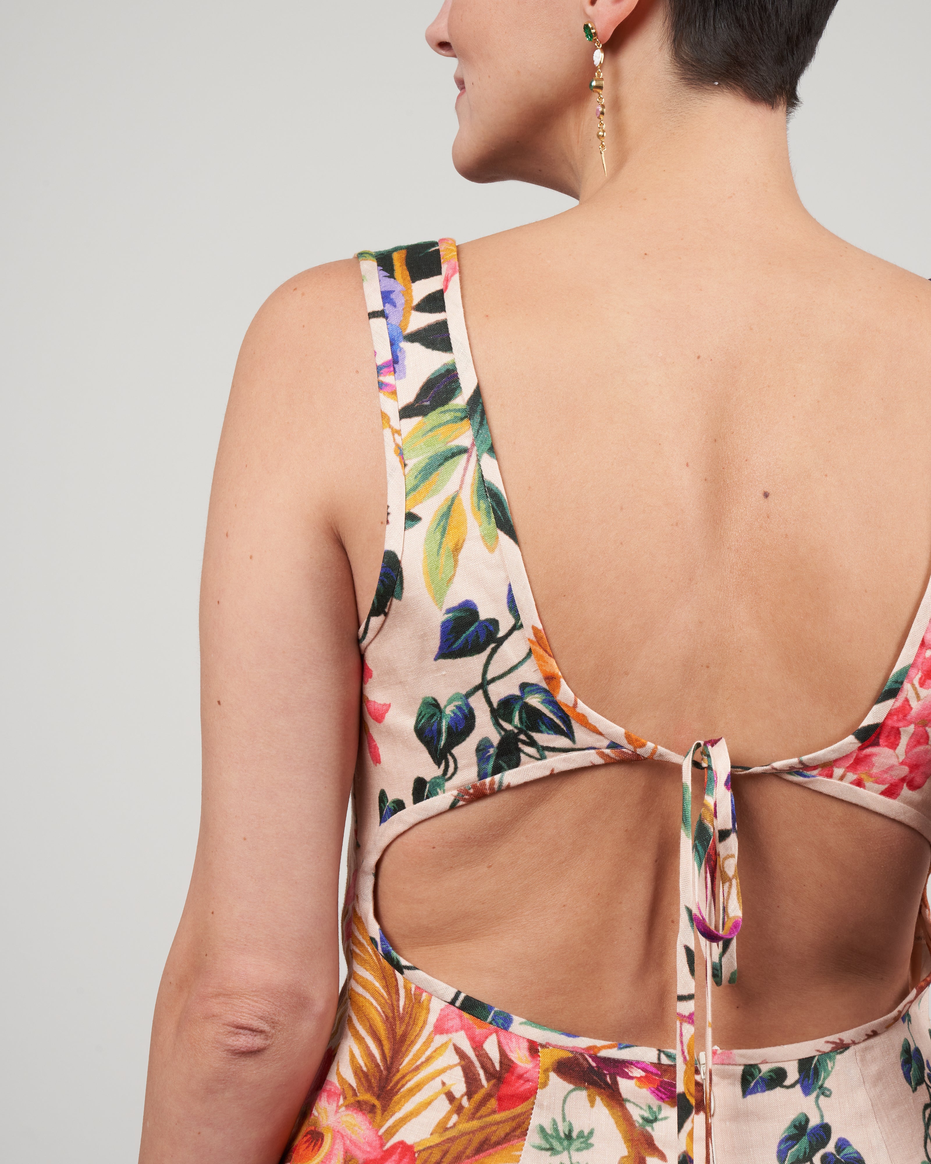 tropicana cut out midi dress - cream floral tropicana cut out midi dress - cream floral