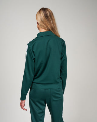 zipped track jacket - bright green/ white